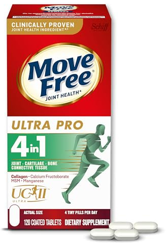 Move Free Ultra Pro with Quadruple Action Joint Support - Type 2 Collagen MSM Calcium Fructoborate & Manganese - Supports Joint Cartiliage Bone Connective Tissue, 120 Tablets (30 servings)