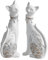 Set di 2 figurine di gatto in porcellana bianca, figurine di gatto bianco per la decorazione domestica, regalo per gli amanti dei gatti, ottimo per la decorazione domestica o regalo di nozze