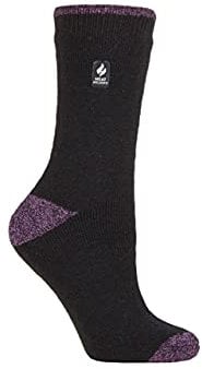 HEAT HOLDERS SOCKSHOP Damen 2.3 TOG Gemustert Thermische Socken Packung 1 (37-42, Prague Ferse & Zehe Schwarz/Violett)
