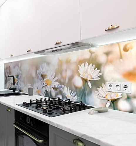 MyMaxxi Küchenrückwand Folie selbstklebend matt Versteift - einfache Montage ohne Bohren - Motiv Blume 06-60cm hoch - Spritzschutz Küche Klebefolie - Wiese Natur 400 x 60cm