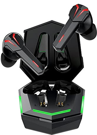 RANZAH Gaming Wireless Headphones Led Waterproof Bluetooth Earphones Noise Cancelling Gaming Earbuds Built In Microphone HiFi Sound Low Latency Dual Mode Auto Pairing 25hrs Play Time With Case