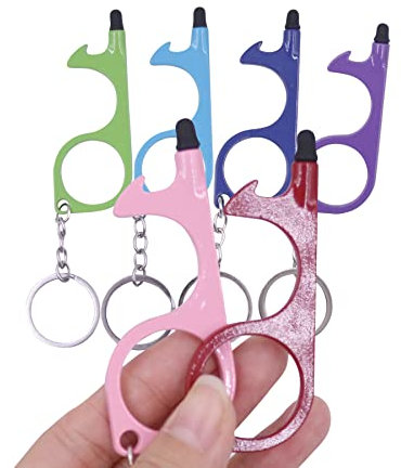 ANKOMINA 6 PCS Anti Touch Door Opener EDC Non Contact Clean Safety Opener Handle Tool Keychain for Public Places Elevator Touch Screen