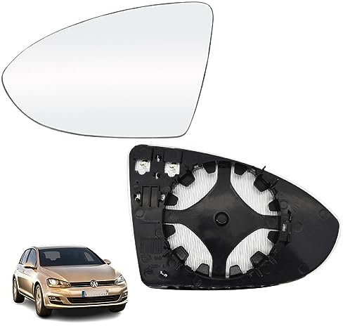 Spiegelglas Golf 7 Links Beheizbar Passend für Golf 7 Spiegelglas Links Fahrerseite Ersatzspiegelglas Außenspiegel Glas mit Trägerplatte