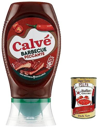 Calvé, Salsa Barbeque Piccante, salsa picante para barbacoa, 250 ml + Polpa italiana Gourmet 400 g