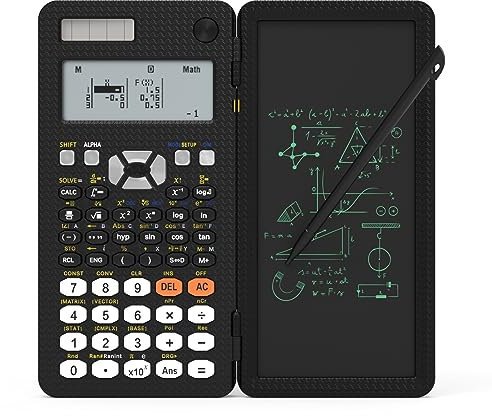 GUYUCOM Scientific Calculator with Notepad, Multiview 4-line Dual Power, School Supplies Engineering Professional Calculators with LCD Writing Pad for Junior, Middle, High School and College Students