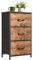 Somdot Kommode mit 3 Schubladen aus Stoff, Sideboard mit Holzplatte, Schrank für Wohnzimmer Flur, Komodenschrank, Küchenschrank, Schlafzimmerschrank, Aufbewahrungsschrank, Holzmaserung