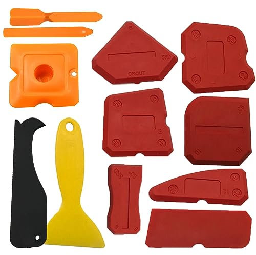 Set di attrezzi per la rimozione del silicone, estrattore in silicone, per bagno, cucina, finestre, pavimenti e altro ancora per sigillare e profilare (dimensioni: 12 pezzi)