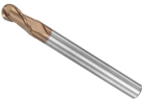 CoCud Ball Nose End Mill, 2.5mm Radius 5mm Shank 50mm Length, AlTiN Coated M30 Tungsten Carbide 2 Flutes Milling Cutter Bit - (Applications: for Stainless Steel Hardened Steel)