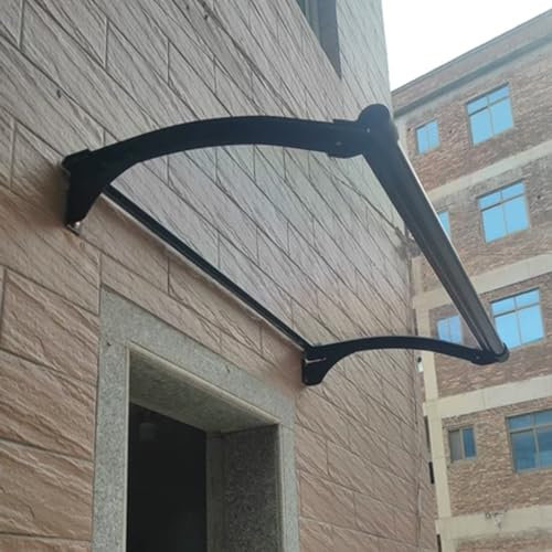 Türvordach,Türdach Pultbogenvordach,Vordach für Eingangstür,Überdachung Haustür aus Aluminium und Polycarbonat,Dach Vor Regen und Uv-Schutz,Pultvordach Überdachung (65x180cm/26 x71)