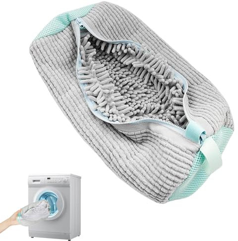 Sacchetti per lavare le scarpe, per lavatrice, per scarpe, per lavatrice, per scarpe, riutilizzabili, spessi, maggiore attrito all'interno (grigio)