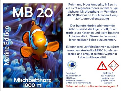 Orginal MB 20 Mischbettharz für die Wasseraufbereitung 1 Liter
