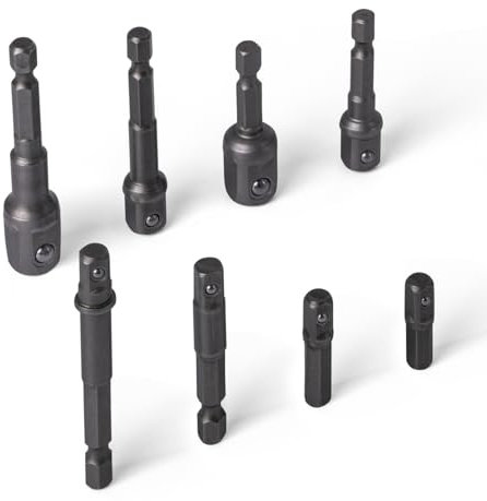 Tycoonest 8Pcs Impact Driver Socket Adapter Set, Extension Drill Bit with Holder, 1/4 3/8 1/2 Drive for Power Drill to High Torque Impact Wrench Conversions