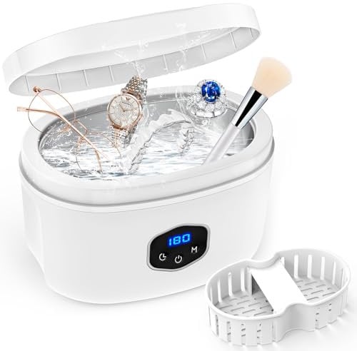 Ultrasonic Cleaner Jewellery Cleaner Machine: 45Hz Jewellery Cleaner Glasses Cleaner 600ML Ultrasonic Cleaner for Jewelry Glasses Necklace Rings Watch