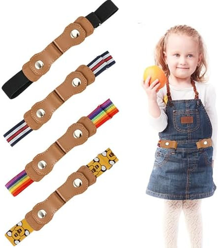 Shengxi 4 Stück Kindergürtel Ohne Schnalle, Elastischer Gürtel kinder Einstellbar Schnallenfreier Gürtel Unsichtbare Stretchgürtel Belts für Jungen Mädchen Jeans Hosen Kleid (4 Farben)