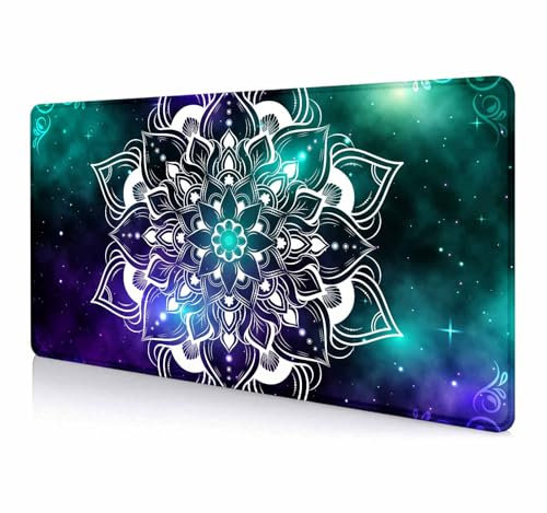 IMAYONDIA Purple Mandala Gaming Large Mouse Pad, Vintage Decorative Floral Pattern Desk Pad, Non-Slip Computer Laptop Protector Writing Pad, Tarot Play Mat