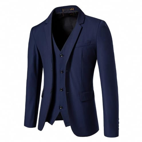 MEIMIYI Casual Giacca Uomo Trend Bello Giacche Uomo Western Classico Vestibilità Slim Affari Abiti Uomo All-Match Atmungsaktiv Morbido Manica Lunga Abiti Uomo H-Navy XXL