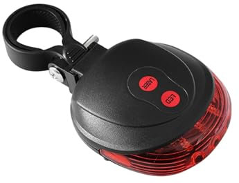 Mountain Bike Round Laser Tail Light, Bicycle Warning Light Road Bike Riding Equipment - red Straight line (Bag Without Battery)