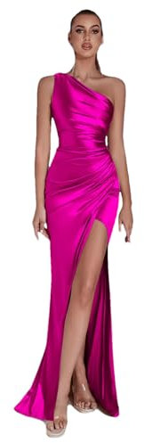 Sweejim Vestido de noche para mujer, elegante, para fiesta, boda, invitada, maxi, club, vestido de cóctel, fucsia, M