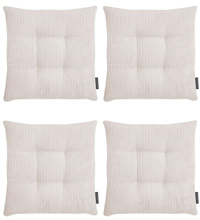 MAGMA 4er Set Inga Stuhlkissen ca. 35x35x5 cm Cordstoff (Natur)