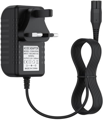 5.5V Charger Fit for Karcher Window Cleaner, Replacement for Karcher-Window-Vac WV5 WV55 WV2 WV1 WV60 WV75 Premium Plus Charging Lead Power Plug Cable (Black)