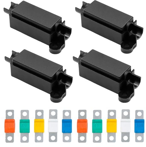 ingoodtle 4Pcs Midi Fuse Holders with 10Pcs 30/40/60/80/100Amp Fuses | Car Fuse Holders and Midi Fuses Set High Current for Cars Trucks Caravans Construction Vehicles Agricultural Machinery Buses