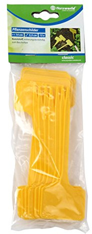 Floraworld Pflanzenschilder 15er Set Classic, Gelb, 14 x 5.5 x 27 cm