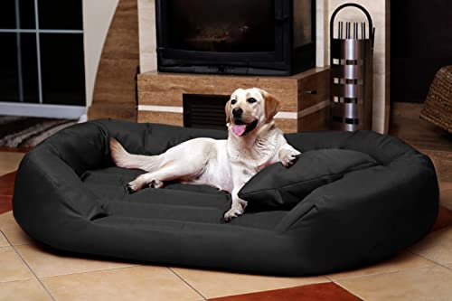 tierlando® Hundebett Sammy Komfort mit herausnehmbarer 4-Kammer-Matratze und hohem Rand aus Polyester 600D für große und schwere Hunde Größe: 140x105cm | Farbe: 40 Anthrazit
