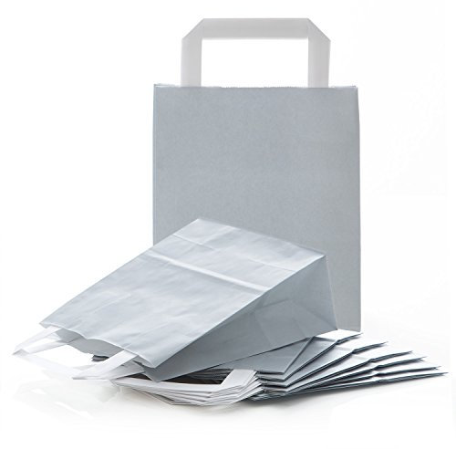 Logbuch-Verlag 25 Papiertüten hellgrau 18 x 8 x 22 cm graue Geschenktüte Papier Tüte zum Befüllen Verpackung für Geschenke