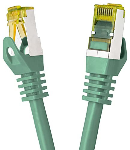 BIGtec LAN Kabel 0,25m Netzwerkkabel CAT7 Ethernet Internet Patchkabel CAT.7 grün Gigabit doppelt geschirmt Netzwerke Modem Router Switch 2 x Stecker RJ45 kompatibel zu CAT.5 CAT.6 CAT.6a CAT.8