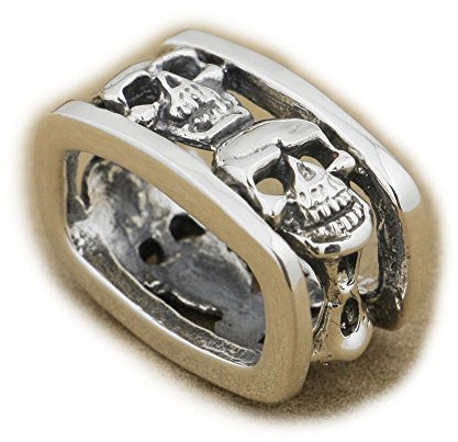 linsion Fashion Box Rad Totenkopf Anhänger 925 Sterling Silber Herren Biker Schmuck 9r013