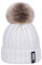 Kuyou Damen Strickmütze Winter Pelzmütze Pom Pom Beanie Mütze Ski Hüte (Weiß)