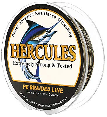 Hercules Super Cast 100M 109 Yards Braided Fishing Line 40 LB Test for Saltwater Freshwater PE Braid Fish Lines Superline 8 Strands - Camo, 40LB (18.1KG), 0.32MM
