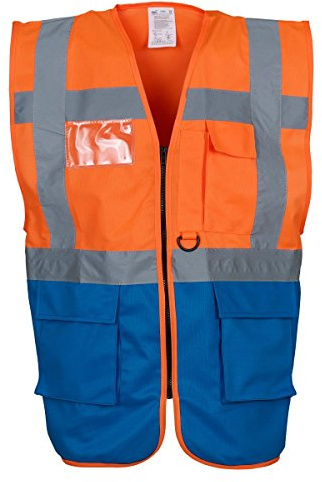 Yoko Hi-VIS Premium Executive/Manager Waistcoat/Jacket (M) (Hi VIS Orange/Royal)