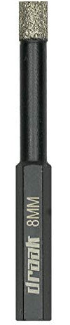 Draak Dry Diamond Drill Bit 8mm Wax Filled for The Toughest Materials Including Marble, Granite, Porcelain, Ceramic & Glass Tiles Vacuum Brazed Porcelain 5