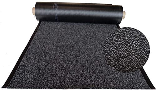 MERTEX Strapazierfähiger Schmutzfangläufer Meterware 200 cm grau-schwarz meliert - ohne Rand an den Schnittkanten (200 x 50 cm, grau)