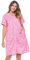 Casual Nights Women's Snap Front House Dress Short Sleeve Woven Duster Housecoat Lounger Robe, Floral Pink, XX-Large