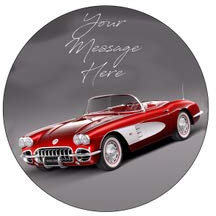 A4 Edible Decor Icing Sheet PERSONALISED Red Corvette Classic Car 7-8 Circle Cake Topper Decoration - Great for larger cakes