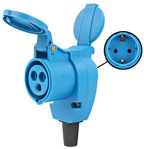 CEE Winkelstecker DUO | CEE & Schuko | 220V 16A | Winkelkupplung | Blau |