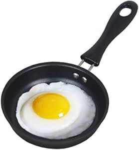 Ausla Mini Frying Pan, 12 cm / 4.7 inch Portable Mini One Egg Non Stick Frying Pan with a Heat Resistant Handle Suitable for Gas Stove Induction Hob
