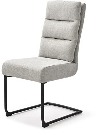 invicta INTERIOR Moderner Freischwinger Stuhl Comfort Vintage hellgrau mit schwarzem Metall-Gestell Esszimmerstuhl Besucherstuhl