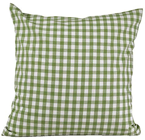Hans-Textil-Shop Kissenbezug Karo 1x1 cm Reißverschluss - Kissenhülle, Kissen, Sofakissen, Kopfkissen, Dekokissen, Landhaus, Karomuster, Kariert (50x50 cm, Farngrün)