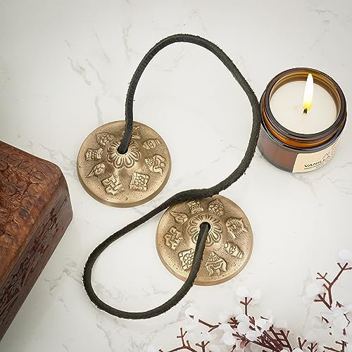 Ajuny tibetische Tingsha Becken Glocke Buddhistische Meditation Yoga Glocken Manjira Musikinstrument Spirituelles Geschenk