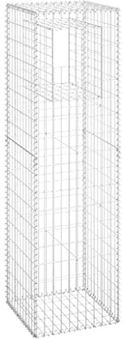 vidaXL Poteau à Panier de Gabion Poteau à Jardinière de Gabion de Patio Jardin Terrasse Extérieur Projets de Jardinage 50x50x180 cm Fer