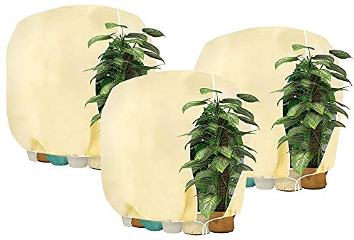 HERILIOS Winterschutz für Pflanzen, Frostschutz Pflanzenabdeckungen als Winterschutz, mit Reißverschluss für Baum Palmen Balkonpflanzen haube Zelt Atmungsaktiv - Reißfest,280x300cm beige 3 Stücke