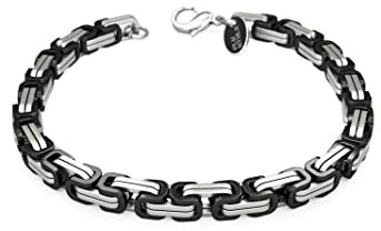 Fly Style Byzantiner Königskette Schwarz+Silber Edelstahl - Königsarmband Armband Herren ionen-plattierte Kette