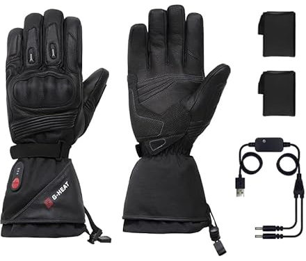 G-HEAT - Gants Moto Chauffants ALLROADS+ - Mixtes - Étanches - Norme CE - Certification 1KP - Usages : Moto, Scooter, Trottinette, VTT. Fournis avec 1 Paire de Batteries et câble de Recharge