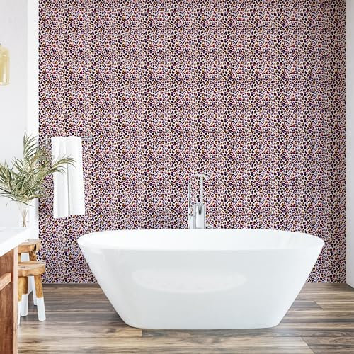 ABAKUHAUS africain Papier peint autocollant pour la maison, Safari Leopard Motif animal, Accent de salon et de cuisine auto-adhésif, 33 cm x 250 cm, Magenta Violet Marigold