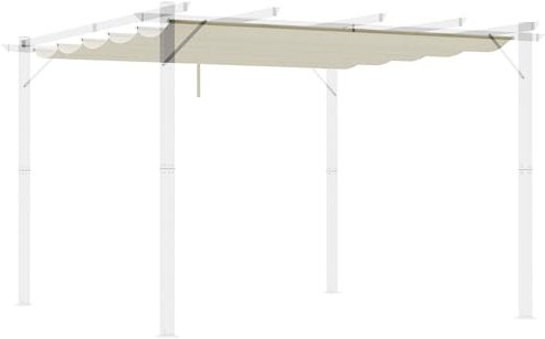 Outsunny Techo de Pérgola 2,5x2,55 m Techo de Repuesto Retráctil para Sombrilla Toldo de Tela para Cenador Jardín con 10 Orificios de Drenaje Crema