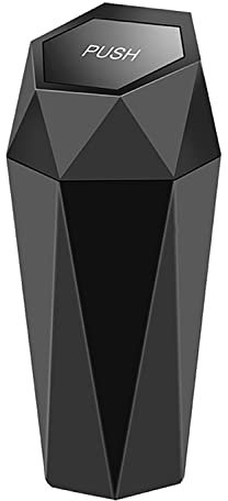 ISILA Auto Mülleimer für Sm-Art Fortwo 450 451 453 / Forfour 453 454, Automülleinmer Mit Deckel, Aufbewahrungsbox Tragbarer Auto-Mülleimer,Black