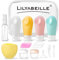 LilyAbeille Silikon Reiseflaschen zum Befüllen 60ml, 14 Stück Reiseflaschen Set mit Saugnapf, Reisegröße Behälter, Leak-Proof BPA-frei, durchscheinend